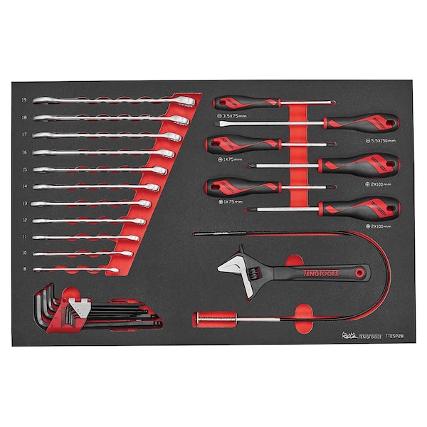 28 Piece Combination Wrench, Screwdriver, Hex Key & Access